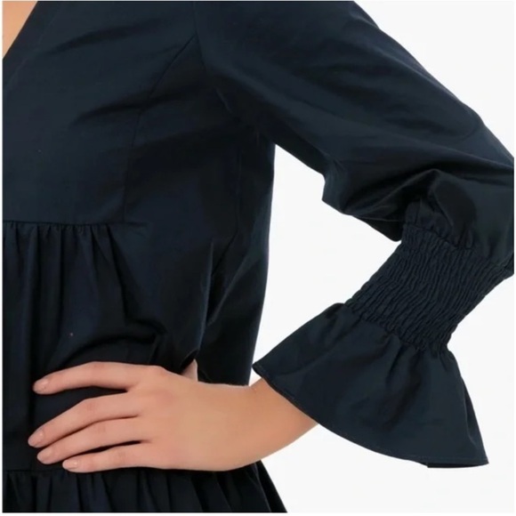 Tuckernuck Pomander Place Navy Blue Cotton Poplin Kenzo Mini Dress Long Sleeve S - Picture 2 of 11